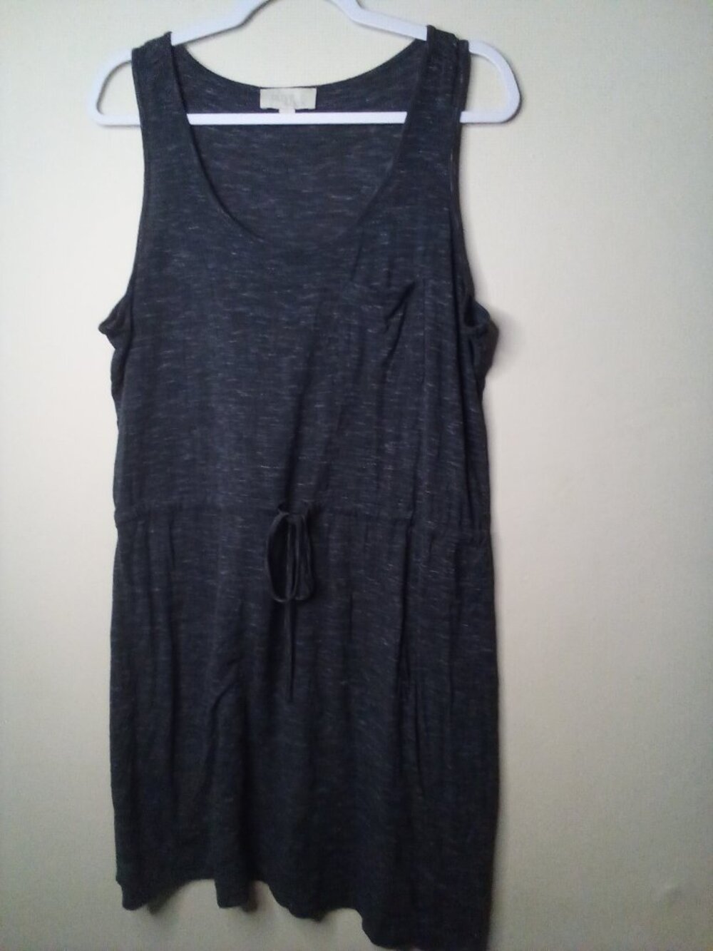 Olive & Oak Dress Women L Sleeveless Drawstring Waist Pocket Gray